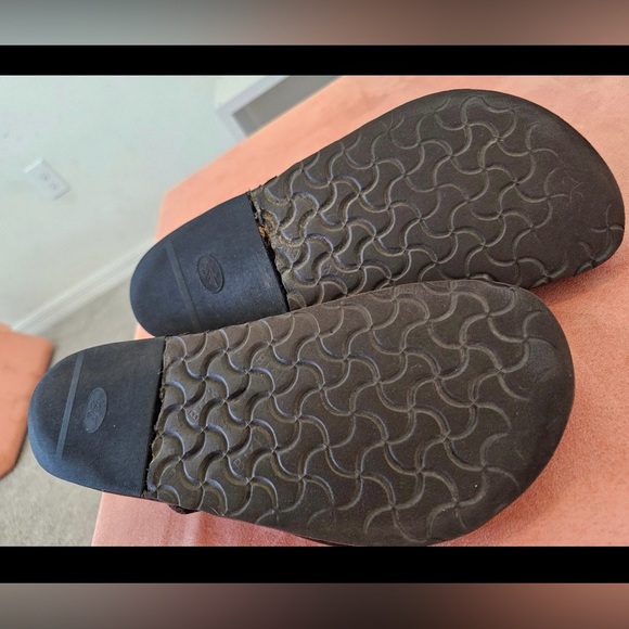 Vtg Men's 10 EU 43 Birkenstock London Brown Leather Brass Buckle Clogs - Picture 10 of 11